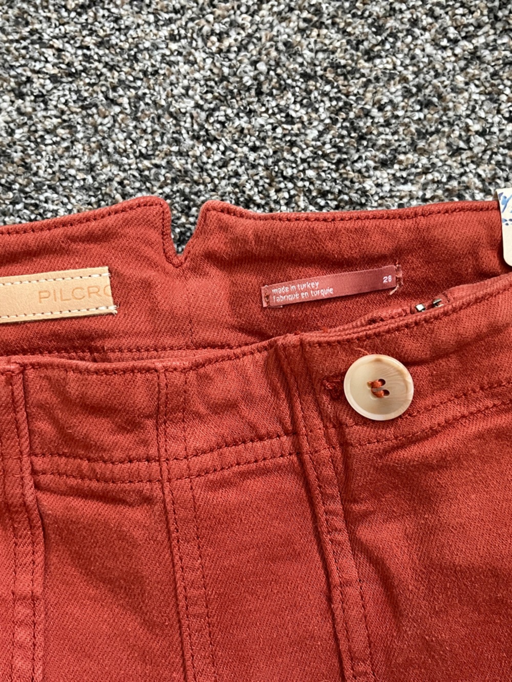 Pilcro Wide-Leg Denim Pants in Rust Orange - Picture 3 of 4